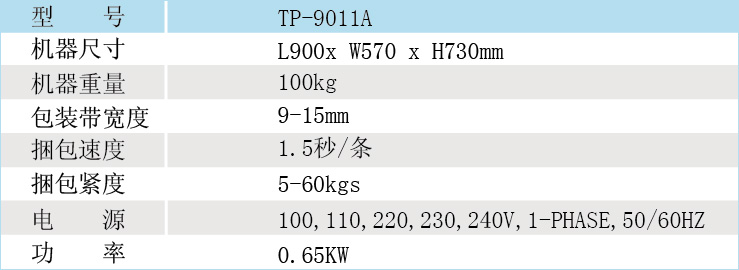 精密型半自动打包机TP-9011A参数