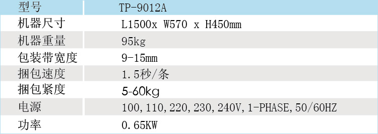 精密型半自动捆包机TP-9012A参数